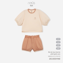 NOUS - Bộ cộc tay màu be phối quần cam - Nu Kid - 4Y - SS24.T3A - Bộ cộc tay màu be phối quần cam - .e phối quần cam - 4-5Y - YY