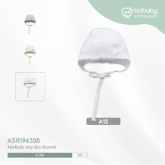 BU - Mũ Buộc dây Siro Bonnet - A12|Trắng - Siro - 0 - 3M - ASR194300 - SS24.T3A - 0/3M