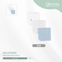 BU - Khăn sữa muslin Pack 3 - E24|Trắng - Trắng in Iconic - Blue in Iconic - Muslin - Free size - AMU030005 - SS24.T3A