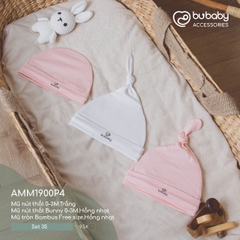 BU - Set 35 - Mũ tròn Bambus Free size.Hồng nhạt | Mũ nút thắt Bunny 0 - 3M.Hồng nhạt | Mũ nút thắt 0 - 3M.Trắng - MIX|Mix màu - Mix chất liệu - Mix size - AMM1900P4 - SS24.T3A