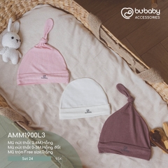 BU - Set 24 - Mũ nút thắt 3 - 6M.Hồng | Mũ nút thắt 0 - 3M.Hồng đất | Mũ tròn Free size.Trắng - MIX|Mix màu - Mix chất liệu - Mix size - AMM1900L3 - SS24.T3A