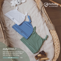 BU - Set 28 - Mũ nút thắt Free size.Xanh lục | Mũ nút thắt 0 - 3M.Xanh đậm | Mũ nút thắt 0 - 3M.Trắng - MIX|Mix màu - Mix chất liệu - Mix size - AMM1900L7 - SS24.T3A
