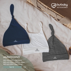 BU - Set 14 - Mũ nút thắt 0 - 3M.Navy | Mũ nút thắt 0 - 3M.Ghi đậm | Mũ nút thắt 0 - 3M.Trắng - MIX|Mix màu - Mix chất liệu - Mix size - AMM1900N3 - SS24.T3A