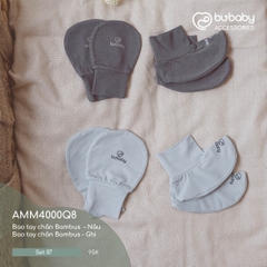 BU - Set 07 - Bao tay chân Bambus - Nâu | Bao tay chân Bambus - Ghi - MIX|Mix màu - Mix chất liệu - Free size - AMM4000Q8 - SS24.T3A