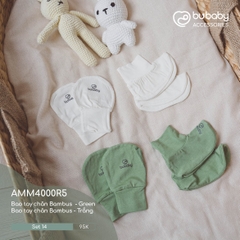 BU - Set 14 - Bao tay chân Bambus - Green | Bao tay chân Bambus - Trắng - MIX|Mix màu - Mix chất liệu - Free size - AMM4000R5 - SS24.T3A