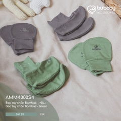 BU - Set 23 - Bao tay chân Bambus - Nâu | Bao tay chân Bambus - Green - MIX|Mix màu - Mix chất liệu - Free size - AMM4000S4 - SS24.T3A