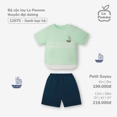 LP - Bộ cộc tay La Pomme thuyền đại dương - 12M Xanh bạc hà - SS24.T3A