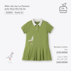 LP S10 - Đầm bộ cộc tay La Pomme Polo thủy thủ hải âu - Xanh lá - 18-24M - SS24.T3A