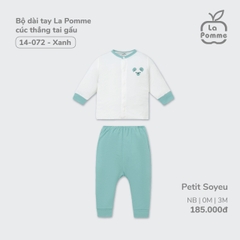 LP - Bộ dài tay La Pomme cúc thẳng tai gấu - Newborn Xanh - SS24.T3A