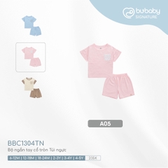 BU - Bộ ngắn tay cổ tròn Túi ngực - A05|Hồng - 6-12M - BU Signature - BBC1304TN - SS24.T4A - 6/12M