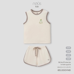NOUS S30 - Bộ ba lỗ màu be in hình quả lê 3Y - SS24.T4A