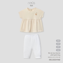 NOUS S30 - Bộ cộc tay màu be phối quần lửng 4Y - 4-5Y - SS24.T4A