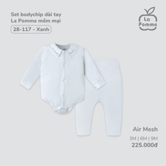 LP - Set Body chip dài tay La Pomme mềm mại - 6M Xanh - SS24.T4A
