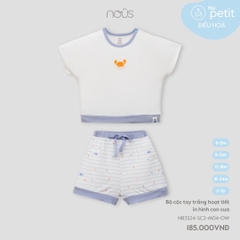 NOUS - Bộ cộc tay trắng hoạ tiết in hình con cua - SS24.T4A