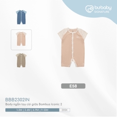 BU - Body ngắn tay cài giữa Bambus Iconic 2 - E58|Hồng - Trắng in Iconic 2 - 1-3M - Bamboo - BBB2302IN - SS24.T4B - 1/3M