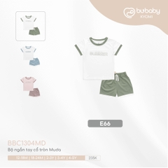 BU - Bộ ngắn tay cổ tròn Muda - E66|Trắng - Xanh Olive - 12-18M - Bamboo Cotton - BBC1304MD - SS24.T4B - 12/18M