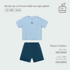 LP S20 - Bộ cộc tay La Pomme Ngôi sao ngộ nghĩnh - Xanh (Tím than) - 12-18M - SS24.T4B