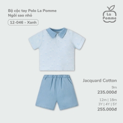 LP - Bộ cộc tay Polo La Pomme Ngôi sao nhỏ - 9M Xanh SS24.T4B