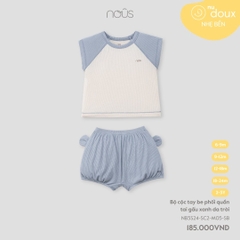 NOUS - Bộ cộc tay be phối quần tai gấu xanh da trời - Nu Doux - 6M - SS24.T5A