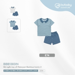 BU - Bộ ngắn tay cổ Peterpan Bambus Iconic 2 - E74|Blue - xanh đậm - BBB1303IN - 6-12M -  SS24.T5A - 6/12M