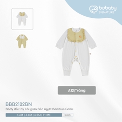 BU - Body dài tay cài giữa Bèo ngực Bambus Gami - A12|Trắng - BBB2102BN - 1-3M - SS24.T7A
