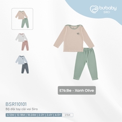 BU - Bộ dài tay cài vai Siro - E76|Be - Xanh Olive - BSR110101 - 6-12M - SS24.T7A