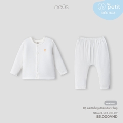 NOUS - Bộ cài thẳng dài màu trắng - Nu Petit - NB - SS24.T7A - Bộ cài thẳng dài màu trắng - .g dài màu trắng - Newborn - YY