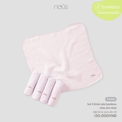 NOUS - Set 5 khăn sữa bamboo màu tím nhạt - Nu Bamboo - FS - SS24.T7A - Set 5 khăn sữa bamboo màu tím nhạt - .oo màu tím nhạt - FS