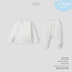 NOUS - Bộ dài cài lệch màu trắng - Newborn - SS25.T12A