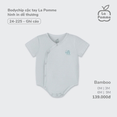 LP - Body chip cộc tay La Pomme hình in dễ thương - 0M Ghi (Cáo) - SS24.T7A