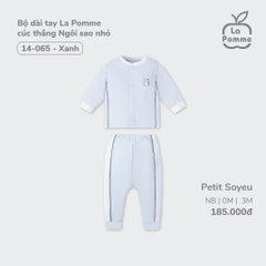 LP - Bộ dài tay La Pomme cúc thẳng Ngôi sao nhỏ - 0M Xanh - SS24.T7A