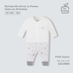 LP - Bộ body liền dài tay La Pomme Hươu con dễ thương - Newborn Ghi - SS24.T7A
