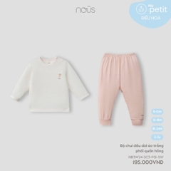 NOUS - Bộ chui đầu dài áo trắng phối quần hồng - 12M - SS24.T7B - Bộ chui đầu dài áo trắng phối quần hồng - . phối quần hồng - 12-18M - YY