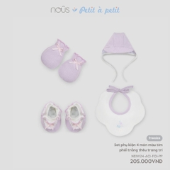 NOUS - Set phụ kiện 4 món màu tím phối trắng thêu trang trí - FS - SS24.T7B