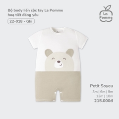 LP - Bộ body liền cộc tay La Pomme hoạ tiết đáng yêu - 3M Ghi - SS24.T7B