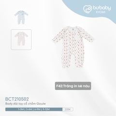 BU - Body dài tay cổ chồm Gloute - Trắng in ké nâu - 1-3M - SS24.T8A