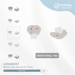 BU - Bộ bao chân, bao tay Siro Stripy - Kẻ trắng - nâu - Free size - SS24.T8A