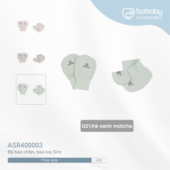 BU - Bộ bao chân, bao tay Siro  - kẻ xanh matcha - Free size - SS24.T8A
