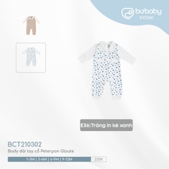 BU - Body dài tay cổ Peterpan Gloute - Trắng in ké xanh - 1-3M - SS24.T8A