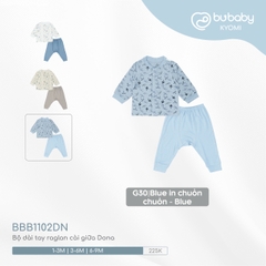 BU S30 - Bộ dài tay raglan cài giữa Dona - BBB1102DN - Blue in CC + Blue - 1-3M - SS24.T8B