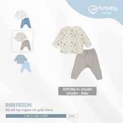 BU S10 - Bộ dài tay raglan cài giữa Dona - BBB1102DN - Be in CC + Nâu - 1-3M - SS24.T8B
