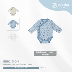 BU S10 - Body chip dài tay cài chéo Dona - BBB2108DN - Blue in CC - Newborn - SS24.T8B