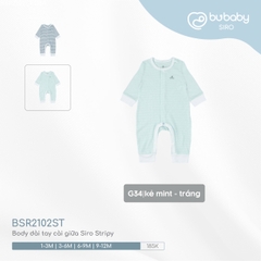 BU - Body dài tay cài giữa Siro Stripy  - kẻ mint - trắng - 1-3M - SS24.T8B