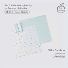 LP - Set 5 Khăn sữa sợi tre lụa La Pomme phối màu (30x30cm) - Xanh (Hạt dẻ) - SS24.T8B