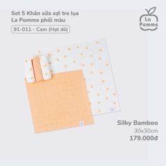 LP - Set 5 Khăn sữa sợi tre lụa La Pomme phối màu (30x30cm) - Cam (Hạt dẻ) - SS24.T8B