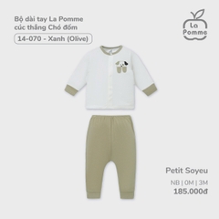 LP - Bộ dài tay La Pomme cúc thẳng Chó đốm - Xanh (Olive) - SS24.T9A