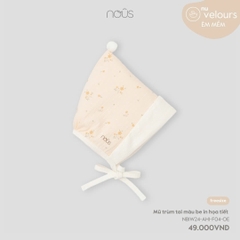 NOUS - Mũ chùm tai màu be in họa tiết  - Nu Velours - FS - SS24.T9A