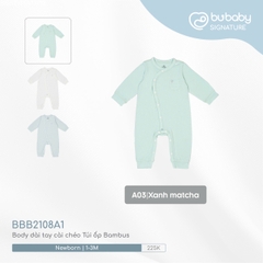 BU - Body dài tay cài chéo Túi ốp Bambus - Xanh matcha - 1-3M - SS24.T9A