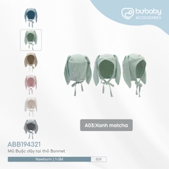 BU - Mũ Buộc dây tai thỏ Bonnet - Xanh matcha - Newborn - SS24.T9A