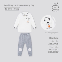 LP S10 - Bộ dài tay La Pomme Happy Day - Trắng - 4-5Y - SS24.T9B